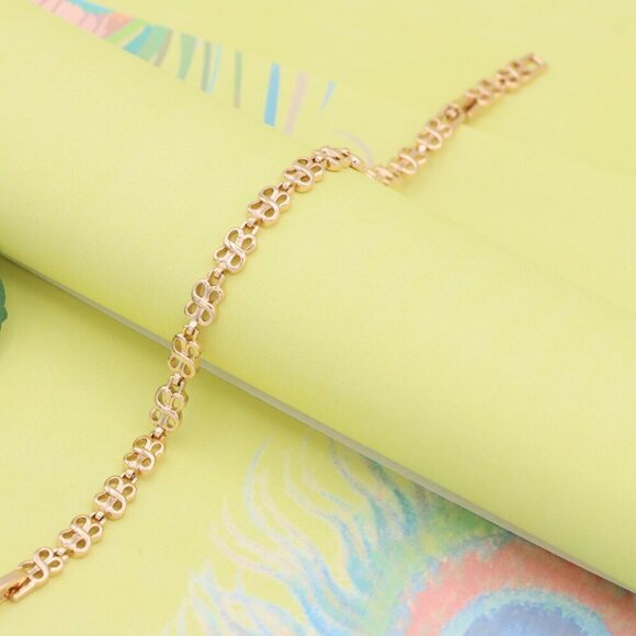 "Rose Gold Plated Heart Link Chain Bracelet in High Quality Brass, XPBL1089 - Picture 8 of 12